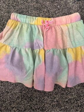 Cat & Jack Pastel Tie-Dye Tiered Skort with Pink Drawstring